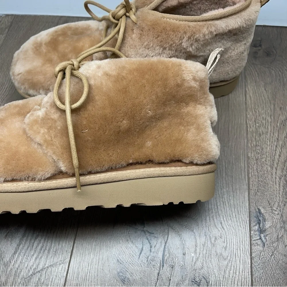 UGG Neumel Cozy Shearling Sheepskin Upper Boots Lace Up Camel Tan Size 11 Men’s